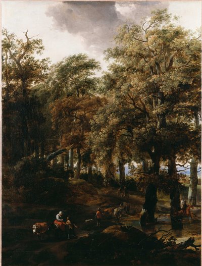 穿过树林的路 作者 尼古拉斯·彼得斯（Nicolaes Pietersz）。 Berchem