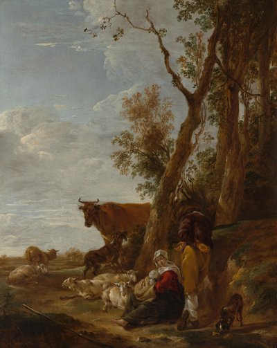 休息，1644年。 作者 尼古拉斯·彼得斯（Nicolaes Pietersz）。 Berchem