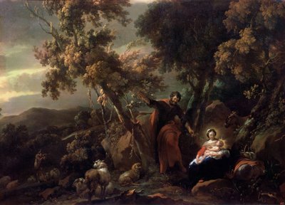 休息一下，飞往17世纪的埃及。 作者 尼古拉斯·彼得斯（Nicolaes Pietersz）。 Berchem