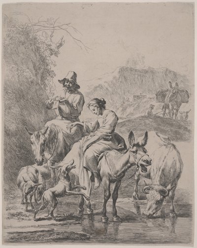 渡河（Le Ruisseau Traverse） 作者 尼古拉斯·彼得斯（Nicolaes Pietersz）。 Berchem