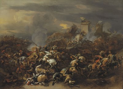 亚历山大大帝与波鲁斯国王的战斗 作者 尼古拉斯·彼得斯（Nicolaes Pietersz）。 Berchem