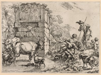 浇水的地方。 作者 尼古拉斯·彼得斯（Nicolaes Pietersz）。 Berchem