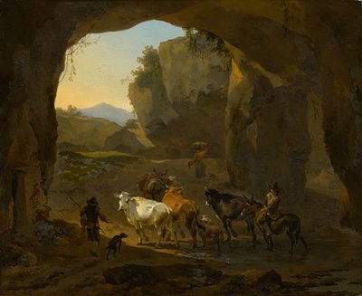 在石窟中的牛郎 作者 尼古拉斯·彼得斯（Nicolaes Pietersz）。 Berchem
