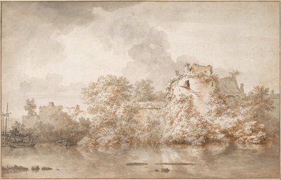蒙福特附近的河景观 作者 尼古拉斯·彼得斯（Nicolaes Pietersz）。 Berchem