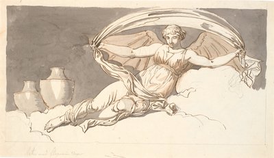 夜，一个长着蝙蝠翅膀的休息女人 作者 Nicolai Abildgaard