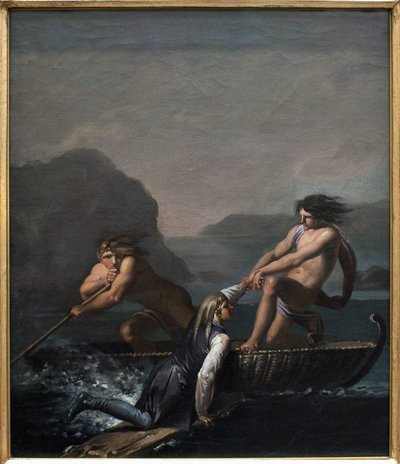 The shipwreck Niels Klim saved by two Quamites. Excerpt from The Underground Journey by Niels Klim 作者 Nicolai Abraham Abildgaard