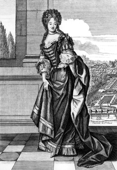 巴伐利亚的伊丽莎白-夏洛特（1652-1722），绰号Liselotte，帕拉丁公主，1671年成为奥尔良公爵夫人，菲利普-奥尔良公爵的第二任妻子，N. Arnoult在Dieu之后的雕刻作品 作者 Nicolas Arnoult