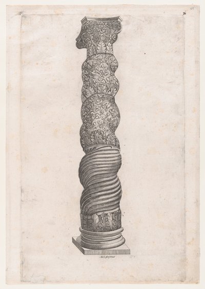 Speculum Romanae Magnificentiae：圣彼得教堂的怪异缠绕柱，16世纪，16世纪。 作者 尼古拉斯·贝阿特丽泽