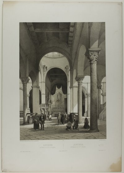 安科纳：圣西里亚库斯教堂内部，图版 38，选自 Italie Monumentale et Pittoresque 作者 尼古拉斯·查普伊