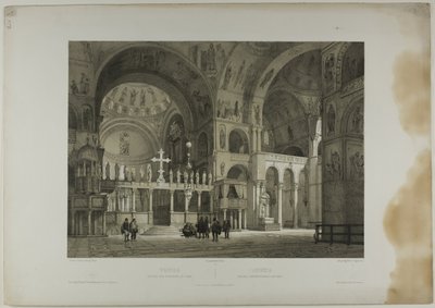 威尼斯：圣马可第二内景，选自 Italie Monumentale et Pittoresque 的图版 16 作者 尼古拉斯·查普伊