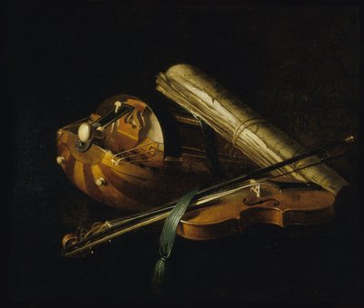 有乐器的静物，1756年。 作者 尼古拉斯·亨利（Nicolas Henri Jeaurat de Bertry）