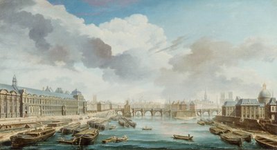 卢浮宫、尼夫桥和四国学院，1755年。 作者 尼古拉斯·让·巴蒂斯特·拉格尼特