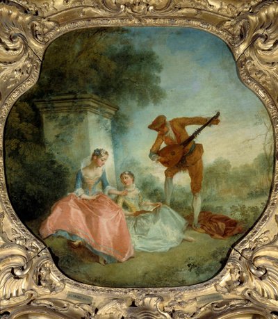 La lecon de musique 尼古拉斯·兰克雷特 (1690-1743) 的绘画 18 世纪太阳。 0,89x0,9 米。 作者 尼古拉斯·兰克里特（Nicolas Lancret）