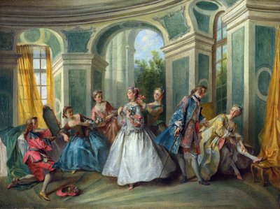 Lancret, Nicolas (1690-1743) 人类的四个时代：青年 布面油画 洛可可约 1735 年法国国家美术馆，伦敦 34,3x45,3 绘画 作者 尼古拉斯·兰克里特（Nicolas Lancret）