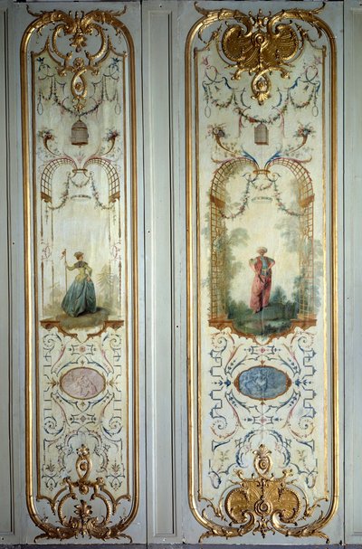 由 Nicolas Lancret (1690-1743) 实现的 Hotel de Peyrenc 彩绘面板 1725 年巴黎，装饰艺术 作者 尼古拉斯·兰克里特（Nicolas Lancret）