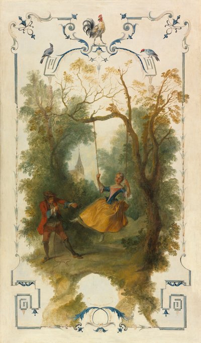 秋千》，约 1723-27 年（布面油画） 作者 尼古拉斯·兰克里特（Nicolas Lancret）