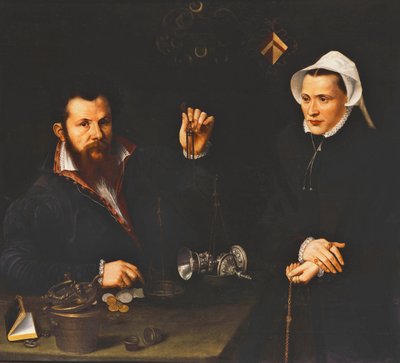 Essai大师和他的妻子的肖像，半身，约1561-7年 作者 尼古拉斯（Nicolas Neufchatel）