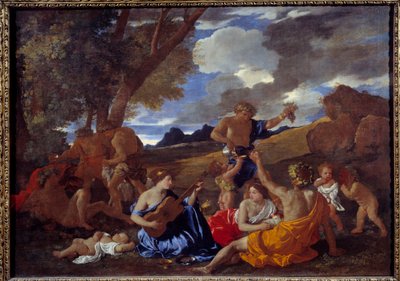 吉他手的Bacchanale或Nicolas Poussin的伟大Bacchanale绘画 作者 尼古拉斯·普桑（Nicolas Poussin）