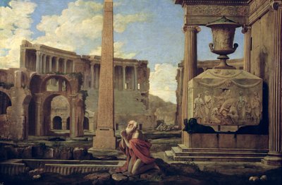 废墟中的隐士 作者 尼古拉斯·普桑（Nicolas Poussin）