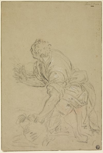 跪着拿壶的男子（正面）；站立的男子（背面） 作者 尼古拉斯·普桑（Nicolas Poussin）