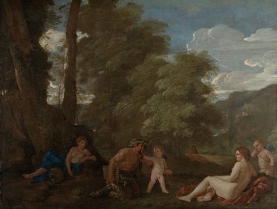 若虫和色情狂，或阿莫尔·文西·奥尼玛（Amor Vincit Omnia），约1625年-27日（布面油画） 作者 尼古拉斯·普桑（Nicolas Poussin）