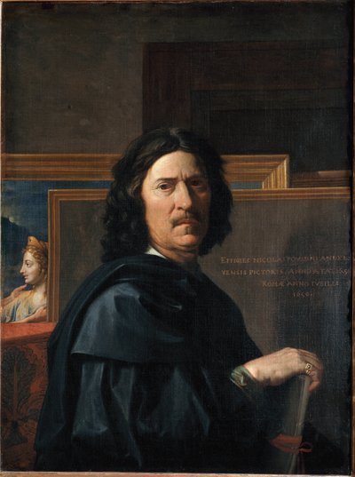 Nicolas Poussin在56岁时的自画像绘画 作者 尼古拉斯·普桑（Nicolas Poussin）