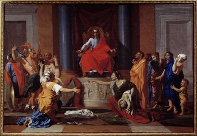 所罗门的判决两个女人假装是同一个孩子的母亲。尼古拉斯·普桑（Nicolas Poussin）绘画 作者 尼古拉斯·普桑（Nicolas Poussin）