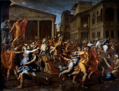 罗马人撤走了沙宾。左侧的Romulus观察现场。尼古拉斯·普桑（Nicolas Poussin）绘画 作者 尼古拉斯·普桑（Nicolas Poussin）