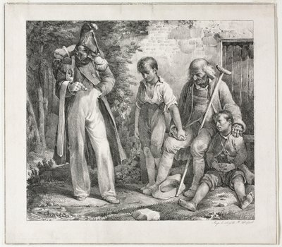 乞求施舍，1819年。 作者 亚历山大·加布里埃尔（后）Decamps