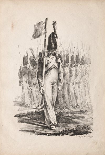 军事服装：Carabiners Sargent，一般指南，1817-1818年。 作者 亚历山大·加布里埃尔（后）Decamps