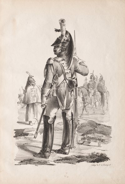 军事服装：皇家卫队的手榴弹兵，1814-18年。 作者 亚历山大·加布里埃尔（后）Decamps