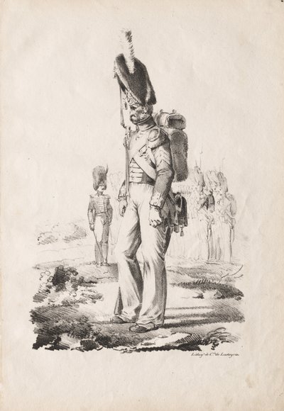 军事服装：步兵萨金特（1817-18）。 作者 亚历山大·加布里埃尔（后）Decamps