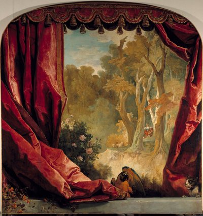 Decorative composition with curtains, landscape and animals Painting by Nicolas de Largilliere (1656-1746) 18th century Sun. 2,61x2,51 m 作者 尼古拉斯·德·拉吉利埃