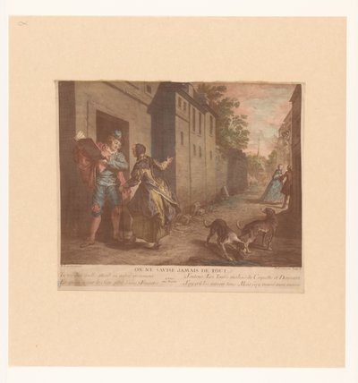 Straatgezicht met man met boek
Ou ne savise jamais de tout（物品标题）
让-德-拉封丹的画作》（系列标题）
拉封丹童话新诗组曲》（系列标题） 作者 尼古拉斯·德·拉梅辛 (III)