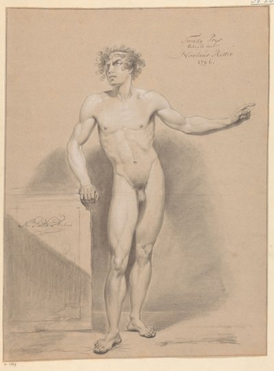 站立的男性裸体，从正面看（1796 年二等奖） 作者 小尼古拉斯·里特