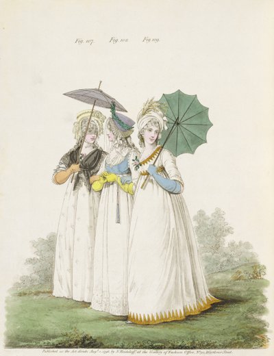 早礼服，无花果。来自Nikolaus Heideloff的“时尚画廊”的第107,108和109卷。二，1796年8月（打印） 作者 尼古拉斯·冯·海德洛夫