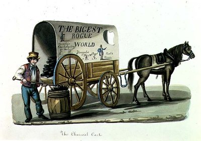 炭车》，约1840-44（纸上水彩）。 作者 尼科利诺·卡尔约（Nicolino Calyo）