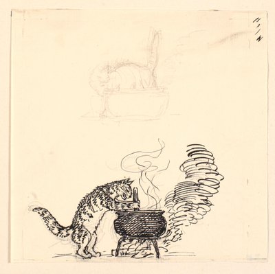 "肥猫 "的插图和草图 作者 尼尔斯·斯科夫加德