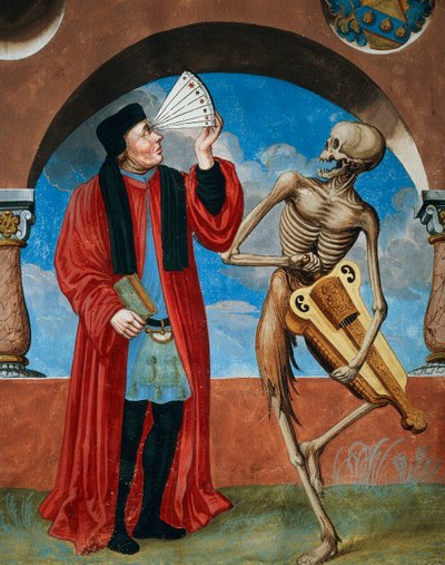 死亡，来自 Albrecht Kauw 的死亡之舞周期的佳能律师和占星家 作者 尼克劳斯·曼努埃尔（Niklaus Manuel）