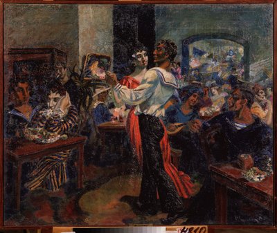 一家水手酒吧。 尼古拉·阿法纳西耶维奇·鲁萨科夫（Nikolai Afanasyevich Rusakov，1888-1941）绘画，布面油画 作者 尼古拉·阿法纳西耶维奇·鲁萨科夫