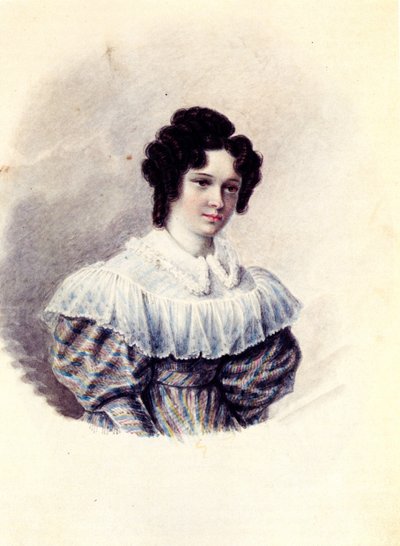 亚历山德拉·伊凡诺芙娜·达维多娃（Alexandra Ivanovna Davydova）的画像，1802-1895年，Decembrist Vasily Davydov的妻子，1830-1839年 作者 Nikolai Alexandrovich Bestuzhev