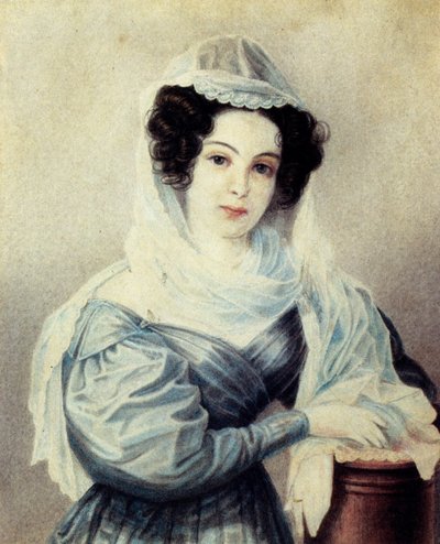 Camilla Ivasheva Le Dantieau的肖像1808-1839，Decembrist Vasily Ivashev的妻子，1834年 作者 Nikolai Alexandrovich Bestuzhev