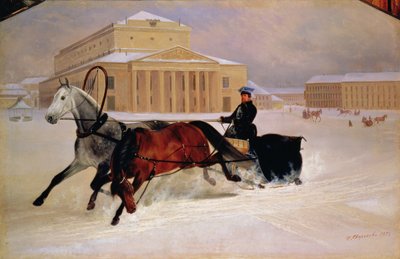 1852年在莫斯科莫斯科大剧院与一匹马的极对 作者 尼古拉·叶戈列维奇·斯维尔奇科夫