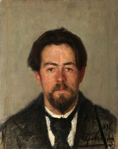 作家安东-契诃夫的肖像》，1860-1904年，1895年。   作者 尼古拉·伊万诺维奇·克拉夫琴科