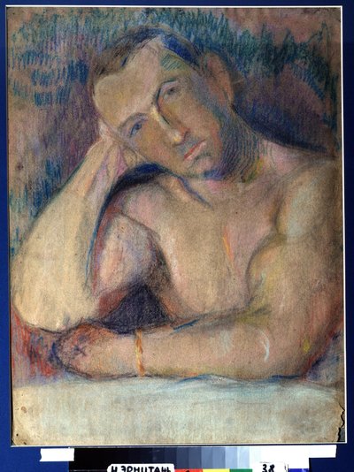 Portrait du poete Benedikt Livchits (1886-1939) (Portrait of the poet Benedikt Livshits) - Represente torse nu, la tete penchee, posee dans sa main - Oeuvre de Nikolai Ivanovich Kulbin (Nicolas Koulbine) (1868-1917), pastel sur papier 作者 尼古拉·伊万诺维奇·库尔宾
