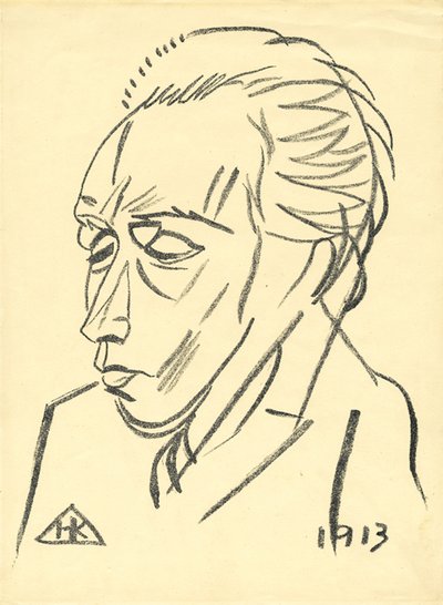 诗人肖像Velimir Khlebnikov 1885-1922，1913年 作者 尼古拉·伊万诺维奇·库尔宾