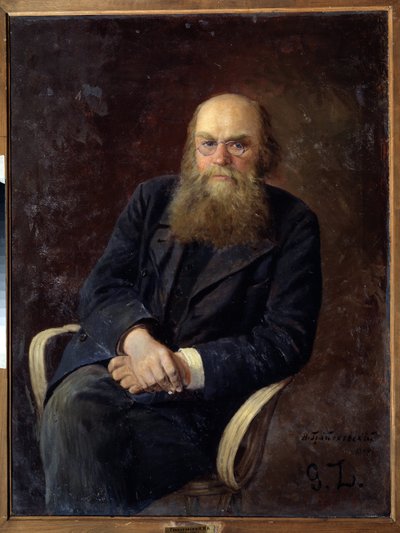 作家尼古拉-兹拉托夫拉茨基（1845-1911 年）肖像。尼古拉-卡尔洛维奇-格兰德科夫斯基（1864-1907 年）的绘画，纸上水彩 作者 尼古拉·卡洛维奇·格兰科夫斯基