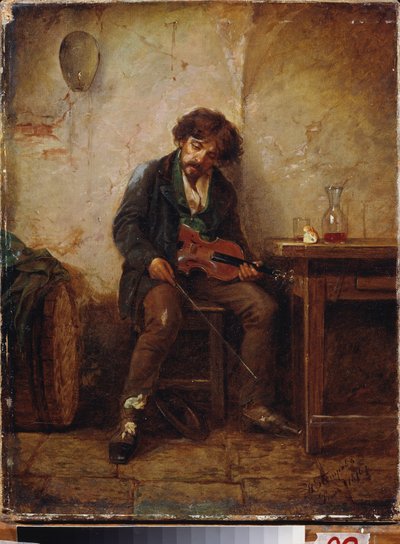一个音乐家。 尼古拉·彼得罗维奇·彼得罗夫 (1834-1876) 绘画，布面油画 作者 尼古拉·彼得罗维奇·彼得罗夫