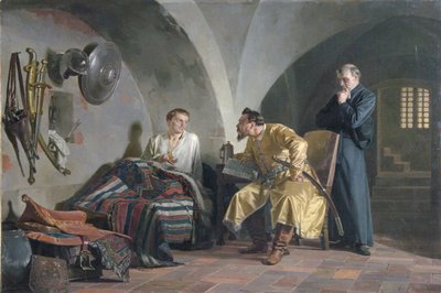 假的德米特里一世在亚当-维斯尼奥维茨基宫，1876年 作者 尼古拉·瓦西里耶维奇·内夫勒夫