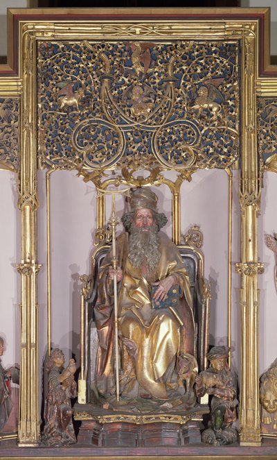 Isenheim Altarpiece，圣安东尼隐士，1490（木材上的金漆） 作者 尼古拉斯·哈格瑙尔